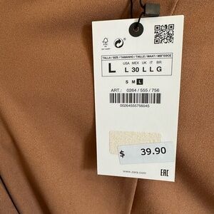 Zara Camel Brown Midi Dress with belt